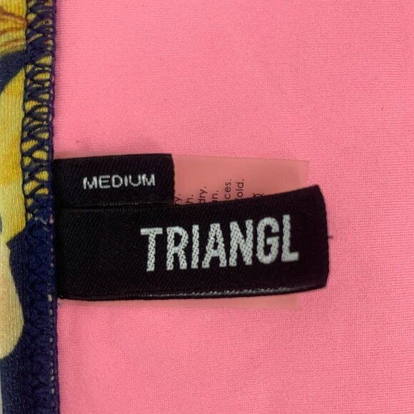 Triangl Delphine Neoprene Scuba Swimwear Navy Blue Floral Bikini Bottom Size M - Picture 7 of 11